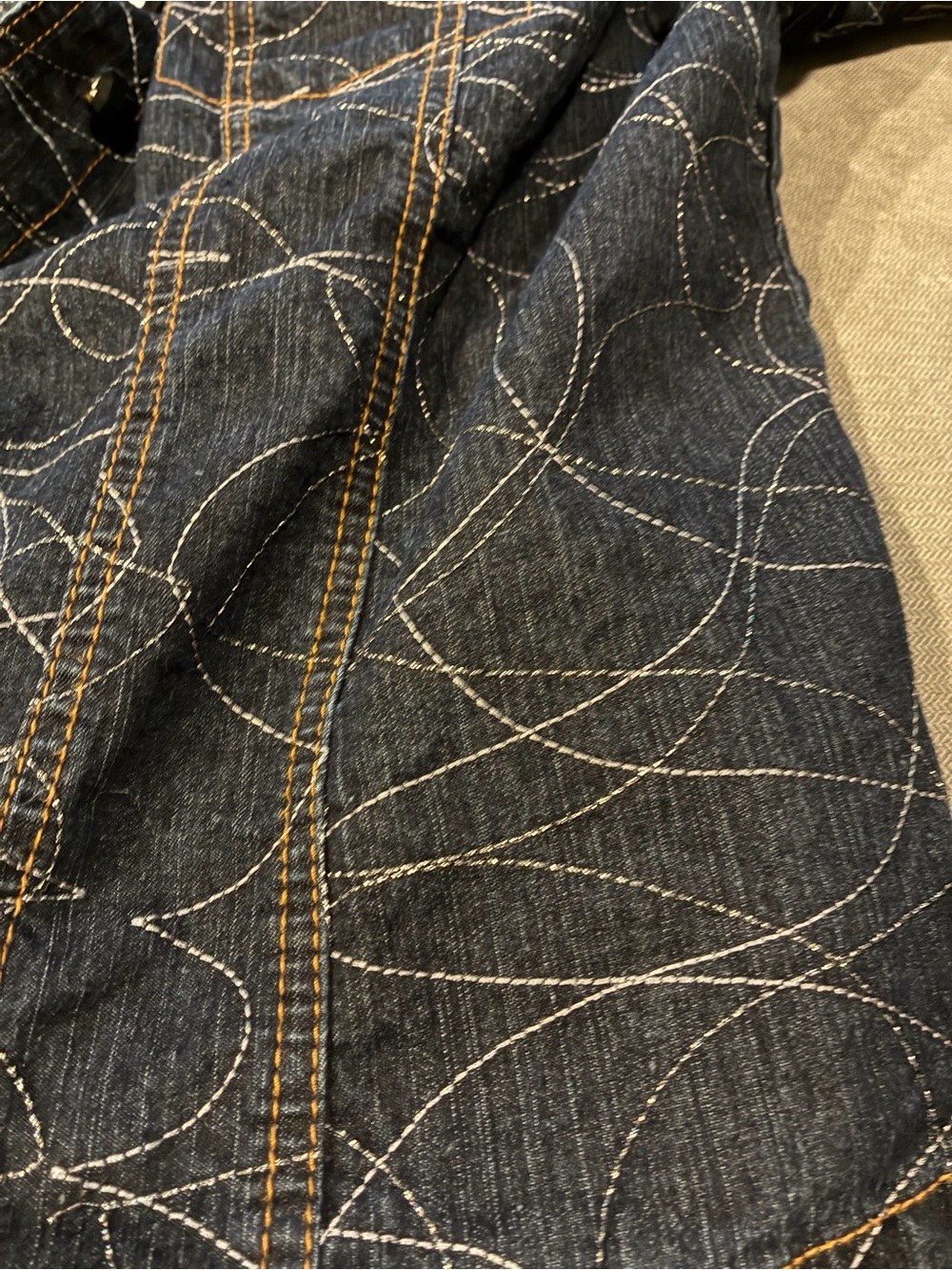 Ruby Red Dark Blue Sparkling Denim Jacket Size:14 - Picture 5 of 9